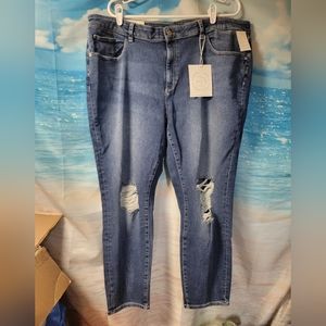 DL1961 NWT Florence Skinny DL Performance Women's Size 24W Distressed Mid‎ Rise